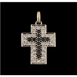 0.90 ctw Black Diamond Cross Pendant - 18KT White Gold