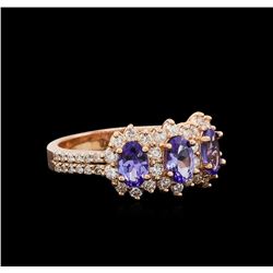 14KT Rose Gold 1.32 ctw Tanzanite and Diamond Ring