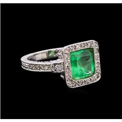 2.54 ctw Emerald and Diamond Ring - 14KT White Gold