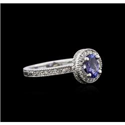 0.81 ctw Tanzanite and Diamond Ring - 14KT White Gold