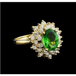 2.11 ctw Tsavorite Garnet and Diamond Ring - 14KT Yellow Gold