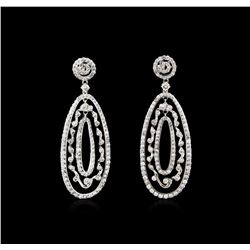 3.21 ctw Diamond Dangle Earrings - 14KT White Gold