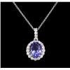 Image 1 : 3.62 ctw Tanzanite and Diamond Pendant With Chain - 14KT White Gold