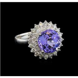 14KT White Gold 4.36 ctw Tanzanite and Diamond Ring