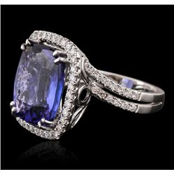 18KT White Gold GIA Certified 10.65 ctw Tanzanite and Diamond Ring