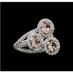 2.07 ctw Morganite and Diamond Ring - 14KT White Gold