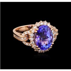 7.10 ctw Tanzanite and Diamond Ring - 14KT Rose Gold