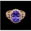 Image 2 : 7.10 ctw Tanzanite and Diamond Ring - 14KT Rose Gold