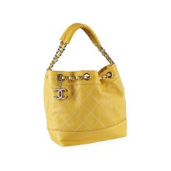 Chanel Yellow Leather Drawstring Bag