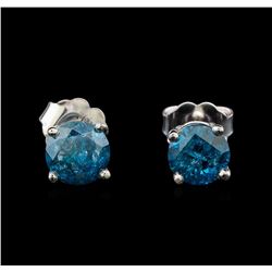 14KT White Gold 1.29 ctw Fancy Blue Diamond Stud Earrings