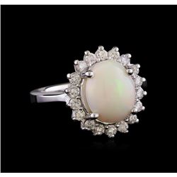 2.10 ctw Opal and Diamond Ring - 14KT White Gold