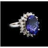Image 1 : 14KT White Gold 8.44 ctw Tanzanite and Diamond Ring