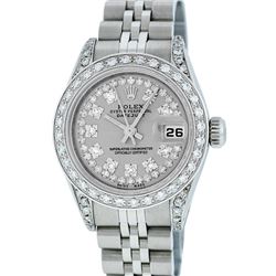 Rolex Stainless Steel Diamond DateJust Ladies Watch