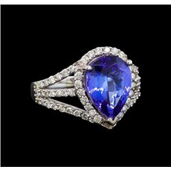 18KT White Gold 3.44 ctw Tanzanite and Diamond Ring