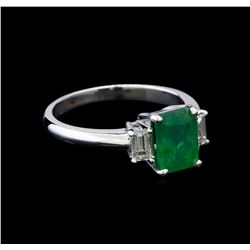 1.45 ctw Emerald and Diamond Ring - 14KT White Gold