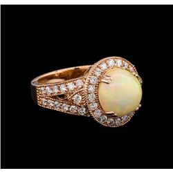 3.20 ctw Opal and Diamond Ring - 14KT Rose Gold