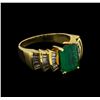 Image 1 : 14KT Yellow Gold 3.26 ctw Emerald and Diamond Ring