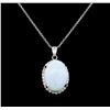 Image 1 : 11.23 ctw Opal and Diamond Pendant - 14KT White Gold