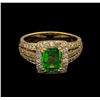 Image 2 : 1.22 ctw Tsavorite and Diamond Ring - 14KT Yellow Gold