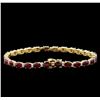 Image 2 : 11.35 ctw Ruby and Diamond Bracelet - 14KT Yellow Gold