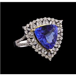 14KT Two-Tone Gold 6.65 ctw Tanzanite and Diamond Ring