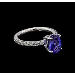 2.18 ctw Tanzanite and Diamond Ring - 14KT White Gold