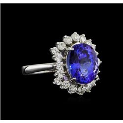 14KT White Gold 3.88 ctw Tanzanite and Diamond Ring