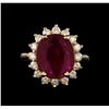 Image 2 : GIA Cert 5.56 ctw Ruby and Diamond Ring - 14KT Yellow Gold