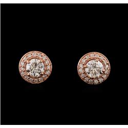 1.36 ctw Diamond Earrings - 14KT Rose Gold