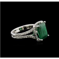 3.91 ctw Emerald and Diamond Ring - 14KT White Gold