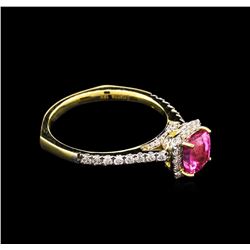 1.38 ctw Pink Sapphire and Diamond Ring - 18KT Yellow Gold