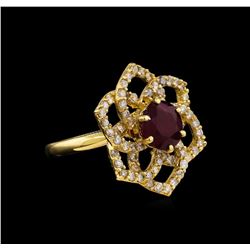 14KT Yellow Gold 3.11 ctw Ruby and Diamond Ring