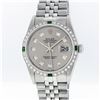 Image 1 : Rolex Stainless Steel Slate Grey Diamond and Emerald DateJust Men's Watch