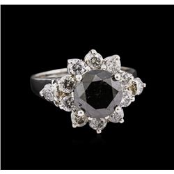 3.17 ctw Fancy Black Diamond Ring - 14KT White Gold