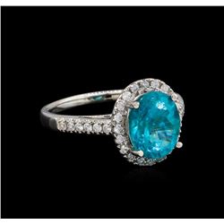 3.17 ctw Apatite and Diamond Ring - 14KT White Gold