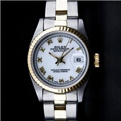 Rolex Two-Tone Mother Of Pearl Roman Oyster Band DateJust Ladies Watch