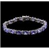 Image 1 : 13.70 ctw Tanzanite and Diamond Bracelet - 14KT White Gold