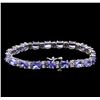 Image 2 : 13.70 ctw Tanzanite and Diamond Bracelet - 14KT White Gold