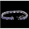 Image 3 : 13.70 ctw Tanzanite and Diamond Bracelet - 14KT White Gold