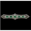 Image 1 : 18KT White Gold 1.30 ctw Emerald and Diamond Brooch