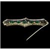 Image 2 : 18KT White Gold 1.30 ctw Emerald and Diamond Brooch