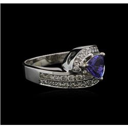 0.89 ctw Tanzanite and Diamond Ring -14KT White Gold