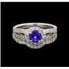 Image 2 : 14KT White Gold 0.73 ctw Tanzanite and Diamond Wedding Ring Set