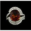 Image 2 : 7.50 ctw Malaya Garnet and Diamond Ring - 14KT Yellow Gold