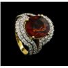 Image 4 : 7.50 ctw Malaya Garnet and Diamond Ring - 14KT Yellow Gold