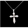 Image 1 : 0.18 ctw Diamond Cross Pendant With Chain - 14KT White Gold