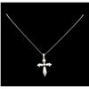 Image 2 : 0.18 ctw Diamond Cross Pendant With Chain - 14KT White Gold