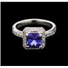 Image 1 : 1.75 ctw Tanzanite and Diamond Ring - 14KT White Gold