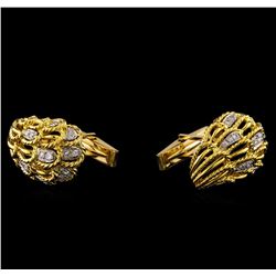 0.80 ctw Diamond Cuff Links - 14KT Yellow Gold