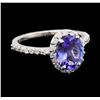 Image 1 : 1.78 ctw Tanzanite and Diamond Ring - 14KT White Gold